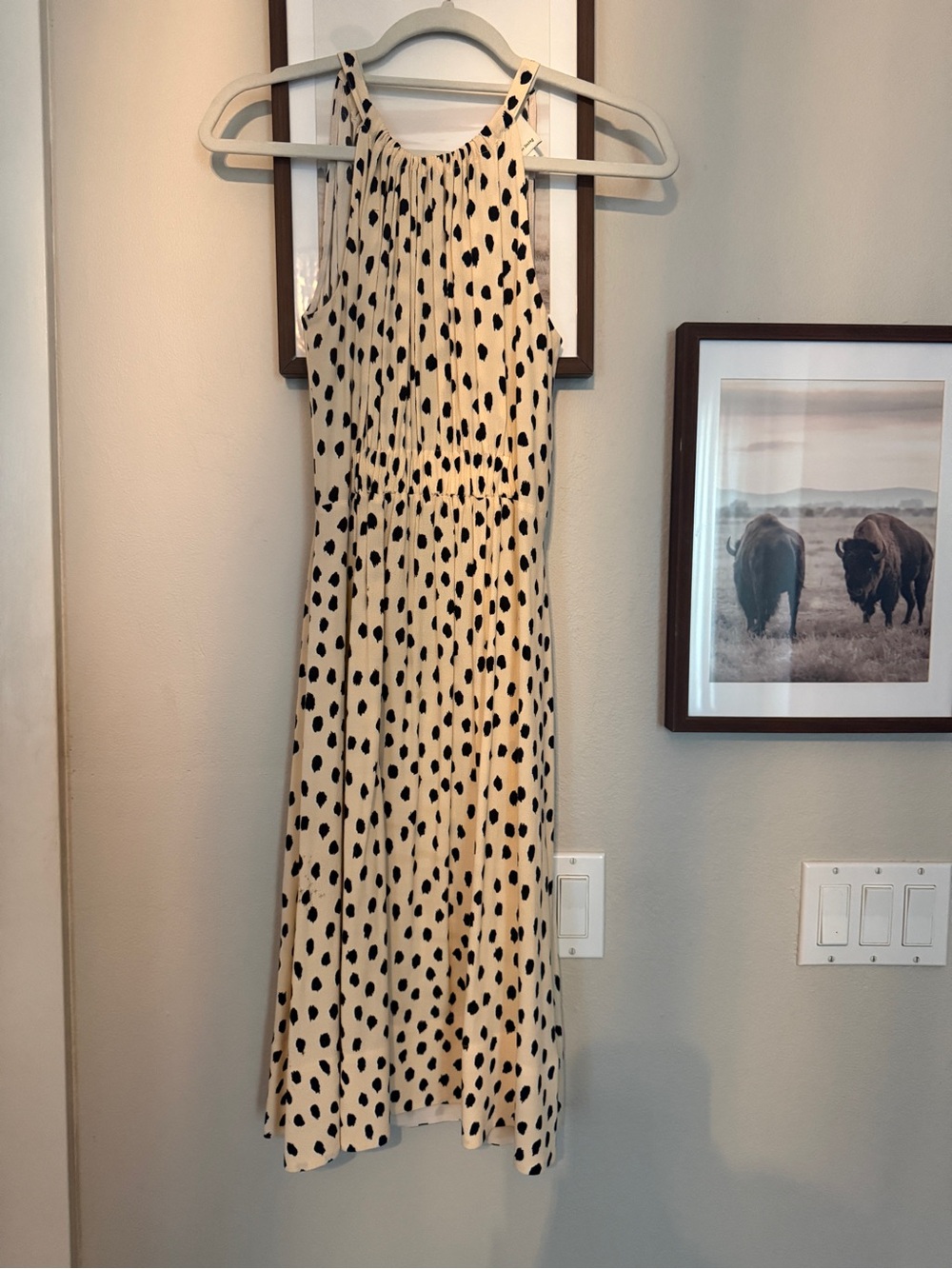 kate spade Cream and Black Polka Dot Halter Midi Dress